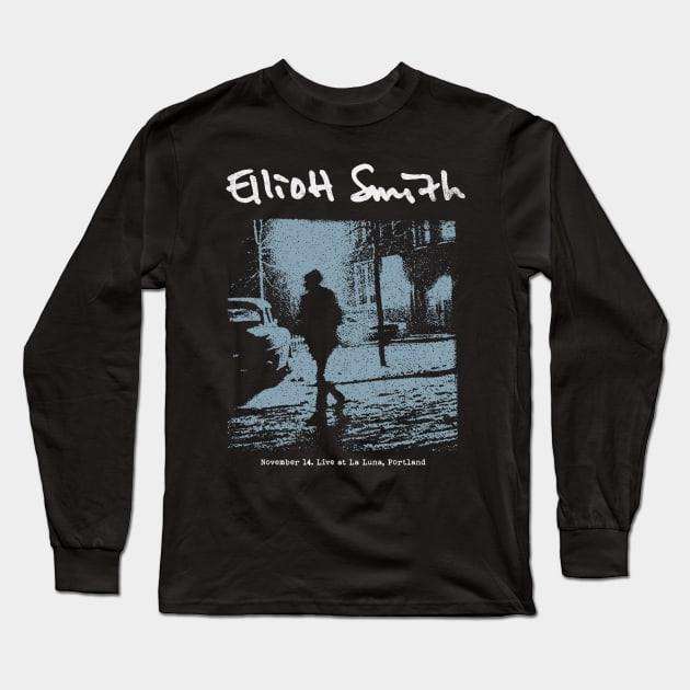 Elliott Smith Long Sleeve T-Shirt by ecohn artof